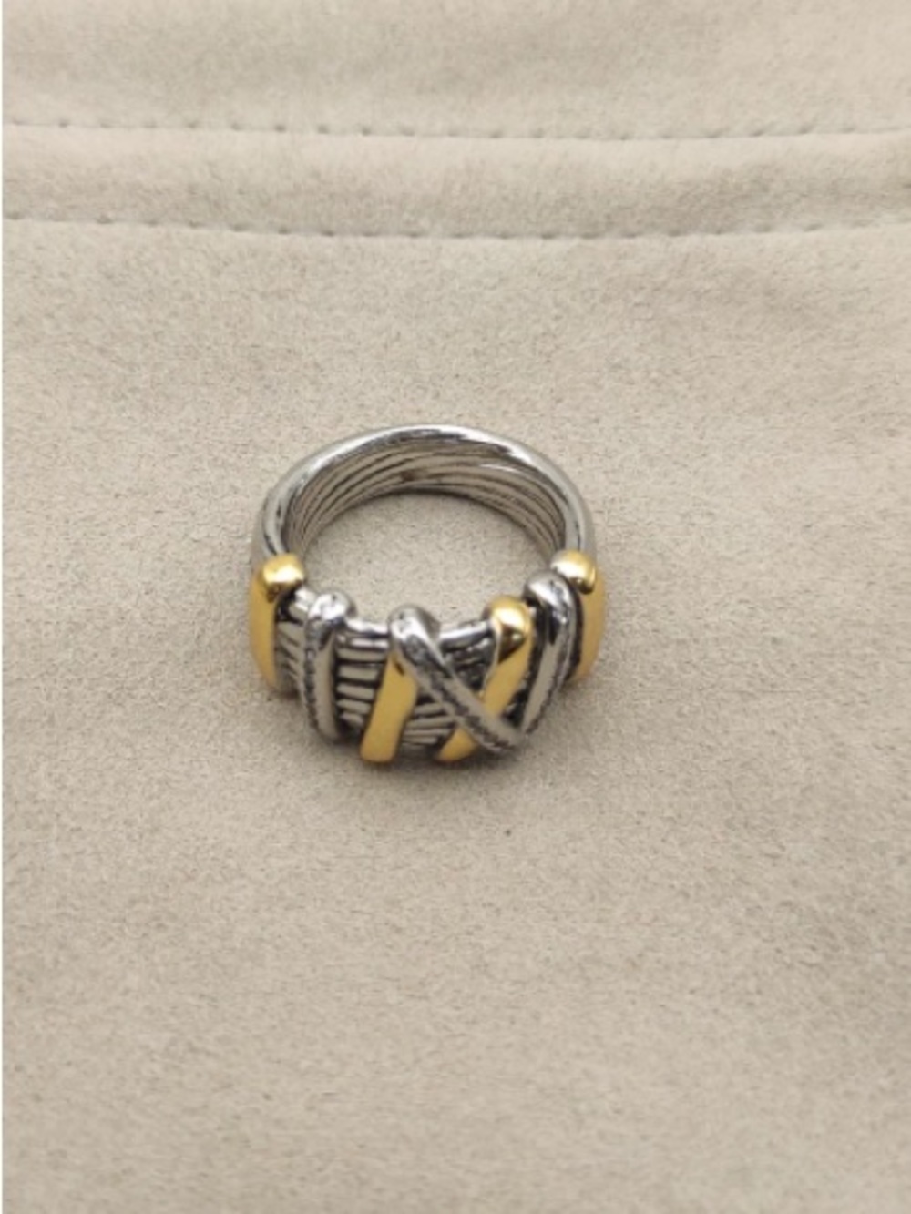 David Yurman Mixed Metal Braided Wrap Ring in Silver and Gold